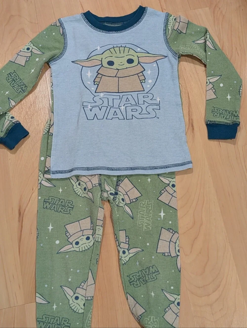 Star Wars Baby Mandolorian Yoda Green and Light Blue Kids Pajama Set 4T